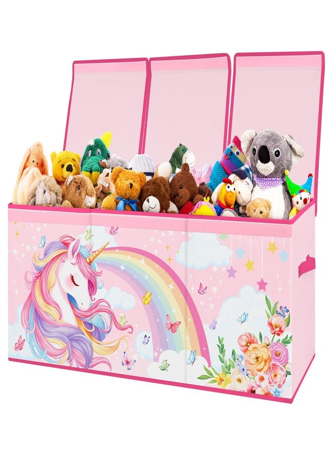 decalsweet Kids Toy Box Storage Chest Collapsible Storage Bin with Lids Handles for Boys Girls Toddler, Large Kids Toy Organizer Box for Kidsroom Bedroom Playroom Nursery,37.7"x12.5"x15.7" - Image 1